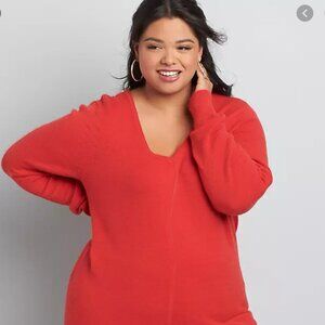 NWT! Curvy Sz 3X! Max Studio V-Neck Sweater | Bold Fall Color Pop!